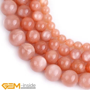 Natural Orange Sunstone Gemstone Round Jewellery Making Beads AAA Grade 15" AU - Foto 1 di 45