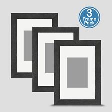Grey Photo Frame 6x4 X3 MULTI PACK Incl Soft White Mount 3.5x2.5 ACEO Art Print