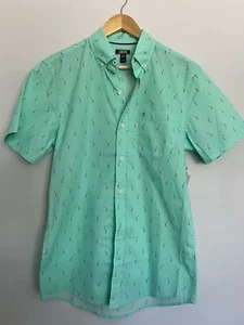 IZOD Button-Down Mens Shirt Small Teal Short Sleeve Stretch Wicking Martini NWT - Picture 1 of 4