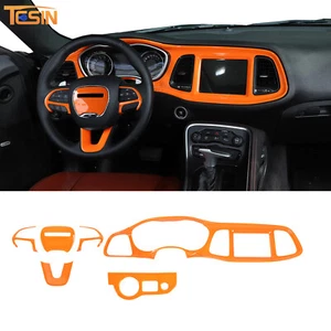 Juego completo naranja decoración interior moldura cubierta kit superposición para Dodge Challenger 15-23 - Imagen 1 de 10