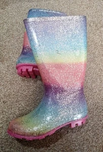 Next Girls Wellies Size 1 Glitter Rainbow - Picture 1 of 3