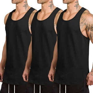 Men Muscle Tank Tops Workout Quick Dry Gym Tee Swim Cut Off Summer Beach Slee... - Picture 1 of 7