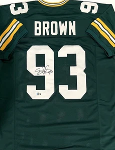Camiseta deportiva verde Packers SB XXXI Champ Gilbert Brown firmada réplica personalizada AUTO BAS - Imagen 1 de 2