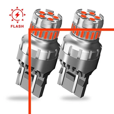 7443 7440 LED Rojo Estroboscópico Flash Freno Parada Trasera Par de Bombillas de Estacionamiento Foto 1 de 4