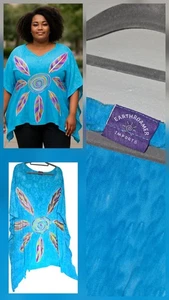 Earthroamer Imports Top Damen One Size 2x-3x Viskose Lagenlook Federn Tunika - Bild 1 von 6