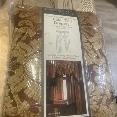 PAR RARO CROSCILL OLIMPIA JACQUARD FORRADO 82"x84" PAINÉIS DE CORTINA CORTINAS TIEBACKS - Imagem 1 de 4