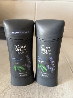 Dove Men+ Cuidado Antitranspirante Sal Marina + Lavanda Vegano 72H 2.6oz Lote de 2 Foto 1 de 3