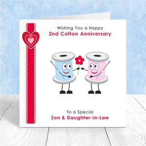 2nd Anniversary Card *With Clear Gems* Son And Daughter In Law Brother Sister A - Picture 1 of 6