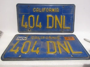 Oldtimer California Blau Gold Nummernschild 404 DNL Metall Original - Bild 1 von 2