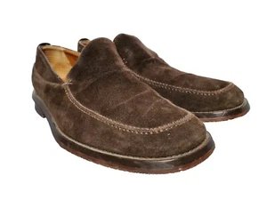 Bruno Magli Italian Mens "Barran" Brown Suede Leather Loafers sz 8 M Shoes VGC - Picture 1 of 12