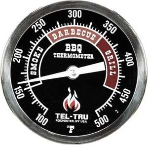 TEL-TRU - BBQ Thermometer BQ300, Black 3" Dial + Red Zone - 4" Stem Length. - Picture 1 of 5