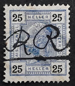 c.1899 Austria 25 H blue Franz Josef stamp RR Manuscript cds - Picture 1 of 2