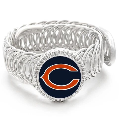 Chicago Bears Football Sterling Silver Mens Womens Wrap Bracelet w GiftP D11 Cover
