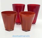 Vietri Accordion Ribbed Drinking Glasses 2 Red Tumblers 2 Caramel Juice Italy
