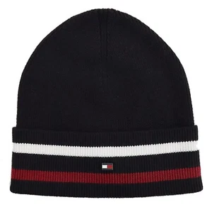 TOMMY HILFIGER - STRICKMÜTZE MÜTZE BEANIE - BAUMWOLLE WOLLE MIX - SCHWARZ - NEU - Bild 1 von 1