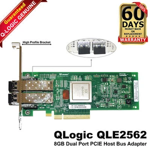 Dell Marvell QLogic QLE2562 Dual-Ports 8Gbps FC SFP+ PCIe 2.0 x8 FH HBA KV00H - Afbeelding 1 van 8