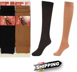 Women Opaque Knee High Trousers Pop Up Socks Black Or Tan Colours 3,6,12 PACKS - Picture 1 of 7