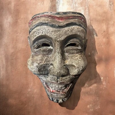 Máscara Omote (Noh) Policromada Envejecida; Máscara Noh Japonesa; Viejo Foto 1 de 4