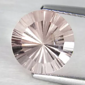 3,58 quilates genuino natural color melocotón morganita 10 mm redondo corte diamante gema suelta - Imagen 1 de 6