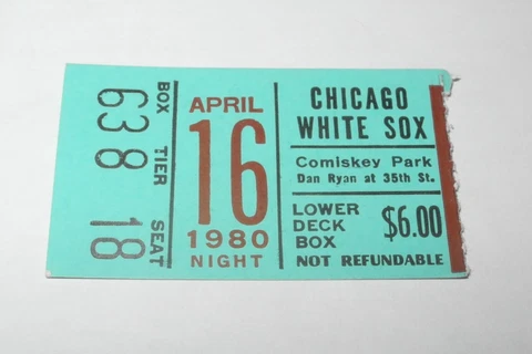 1980 Baseball Chicago White Sox vs NY Yankees Ticket 4/16 Harold Baines Rookie Cover
