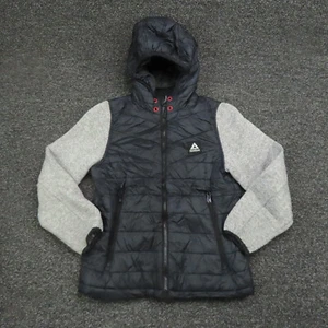 Reebok Jacket Youth Small Black & Gray Full Zip Long Sleeve Hooded Boys - Picture 1 of 8