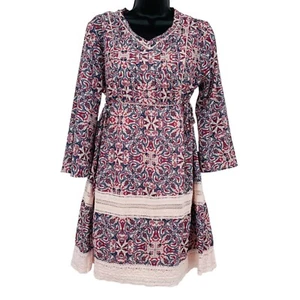 Mimi Chica Women's Paisley Print Prairie Dress Size XS Pin Tuck Side Tie - Picture 1 of 11