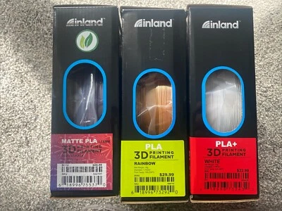 NEW!  Lot Of 3 Inland 1.75MM PLA 3D Printer Filament, white rainbow grey-purple - Image 1 of 4