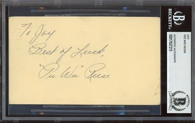 Pee Wee Reese Autograph Signed Postcard BECKETT COA - Image 1 of 2