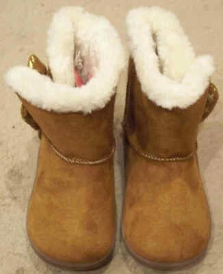 Botas Garanimals infantis femininas casuais marrom peludo com laço-tamanho 6 - Imagem 1 de 2