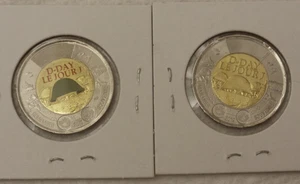 2019 Canadian Toonies, 75th Ann. of D-Day, pair color + non-color, from BU roll - Bild 1 von 2