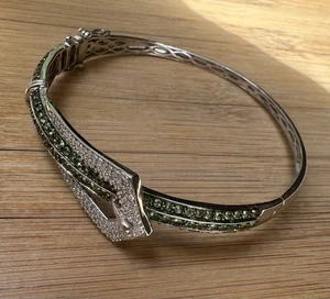 Brazalete con hebilla de cinturón de peridoto de diamantes 925... ¡¡HERMOSO!!! - Imagen 1 de 8