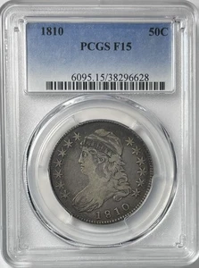 1810 Capped Bust Half Dollar 50C PCGS F15 O-101 Tougher Date Nice Type Coin - Bild 1 von 2