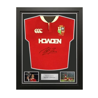 Camiseta de rugby clásica 2025 firmada por Martin Johnson British & Irish Lions. Enmarcado Foto 1 de 4