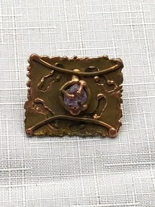 Vintage Brutalist Brass and Crystal Brooch, Signed Ernandes Brooch/Pin - Picture 1 of 7