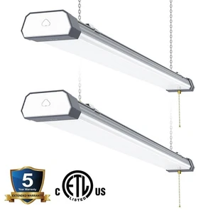2-Pack Linkable LED Utility Shop Light Fixtures For Garage Workshop Ceiling 100W - Picture 1 of 10
