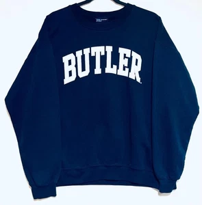 Butler College Navy Blue Cotton Crew Neck Pullover Sweatshirt, Size Large - Picture 1 of 2