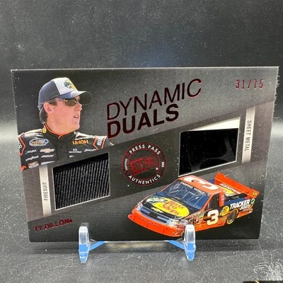 TY DILLON Dynamic Duals Dual Relic Red /75 2013 Press Pass Redline - Image 1 of 2