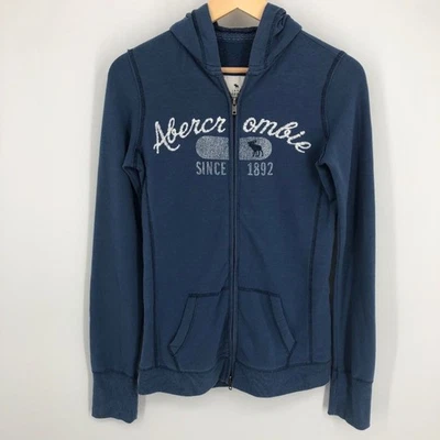 Vtg Y2K Abercrombie & Fitch Womens Hoodie Sweatshirt Size XL Blue Full Zip - Image 1 of 4