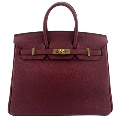 Hermes Birkin 25 Rouge Granate Rojo Togo Cuero Dorado Herrajes Foto 1 de 4