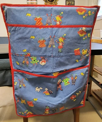Vintage Cloth (Back Of Chair) Organizer with 3 (1 lg/2 sm) Pockets for Children - Изображение 1 из 4