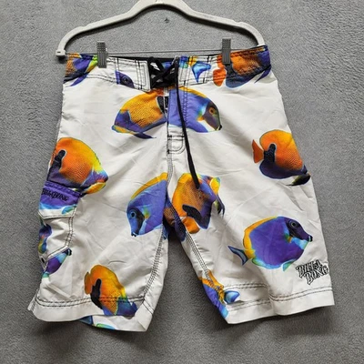 Billabong 男式短裤 31 白色泳装动物印花热带鱼板短裤 — 第 1/4 张图片