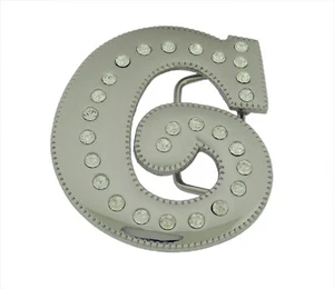 Initiale C Buchstabe c Western Gürtelschnalle Silber Metall Iced Style Strass Herren - Bild 1 von 9