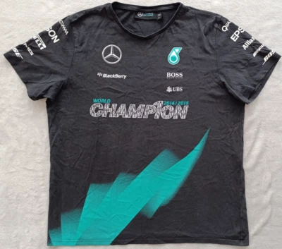 梅赛德斯 Petronas 2015 冠军 F1 黑色一级方程式赛车 T 恤尺寸 XL — 第 1/4 张图片
