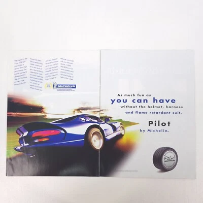 Michelin Pilot Tires Print Ad 1998 Dodge Viper GTS 2 pg Performance Racing Promo - Image 1 of 4