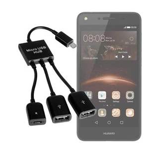 Micro USB OTG Hub para Huawei Y6 II Compact USB On-The-Go Adaptador Cable - Imagen 1 de 2