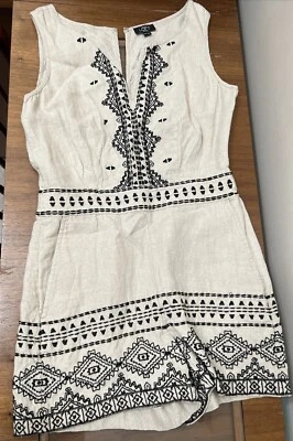 Ann Taylor Womens Linen One Piece Size 2P Embroidered Peasant Beachy Bohemian - Image 1 of 3