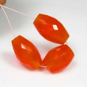 18.77 Ct Natural Fanta Orange Carnelian Beautiful 3 Oval Faceted Beads-A1862 - Picture 1 of 2