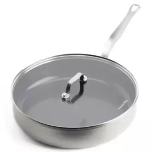 Mauviel S.STEEL 3-PLY Induction Base Frying Pan 28cm 3.6L With Glass Lid & Handl - Picture 1 of 8