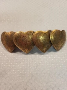 Vintage Hand Made Solid Brass Engraved Heart Barrette Hair Clip 3 1/2 Inches - Picture 1 of 5