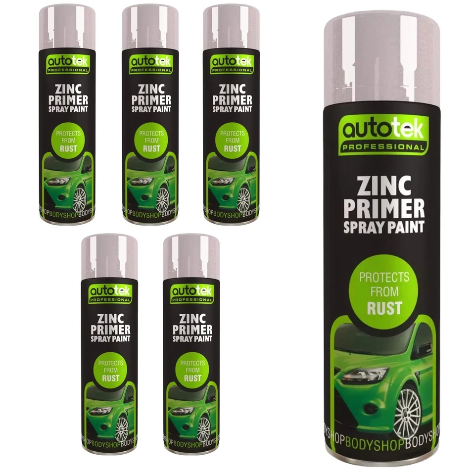 AUTOTEK PROFESSIONAL AutoTek Zinc Primer Multi-Purpose Aerosol Spray Paint 500ml x6